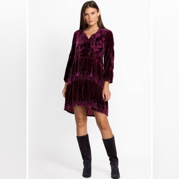 Johnny Was Ivey Velvet Field Tiered Dress Embroidery Dress Size M - Picture 3 of 16